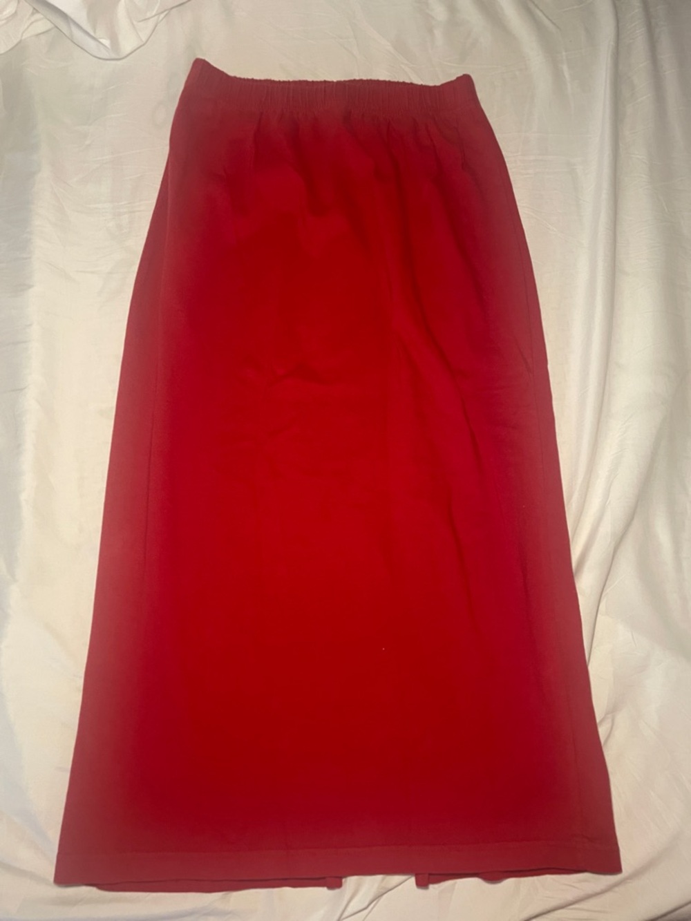 Newport News Solid Red Maxi Skirt with Elastic Waist